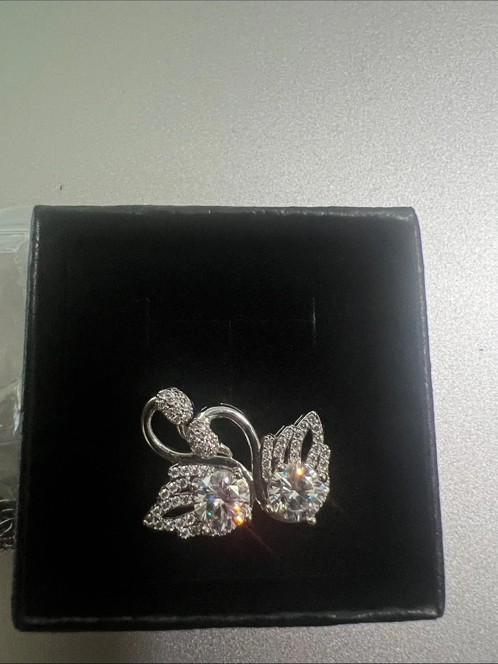 Silver-Tone Crystal Floral Statement Brooch - Clear